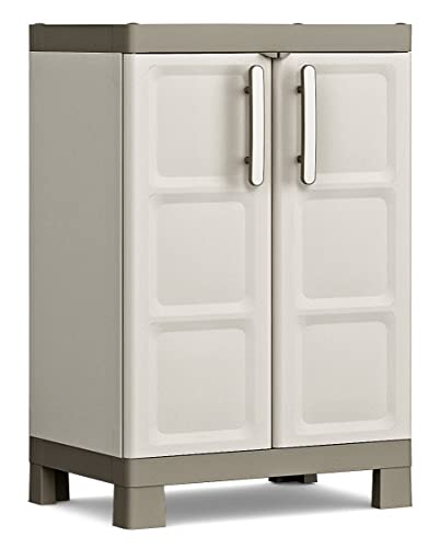 Keter Excellence Low Indoor Garage Utility Multi purpose Cabinet - Sand/Dove Grey