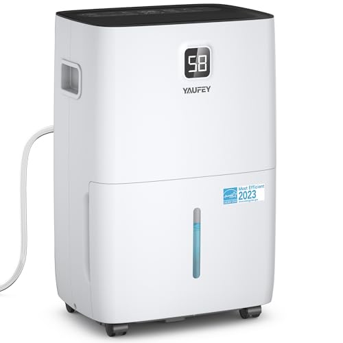 Yaufey 80 Pints Energy Star Dehumidifier for Basement, Home and Large Room up to 5000 Sq. Ft., with Drain Hose, Timer, Intelligent Humidity Control and Large Water Tank（JD025Q-80）